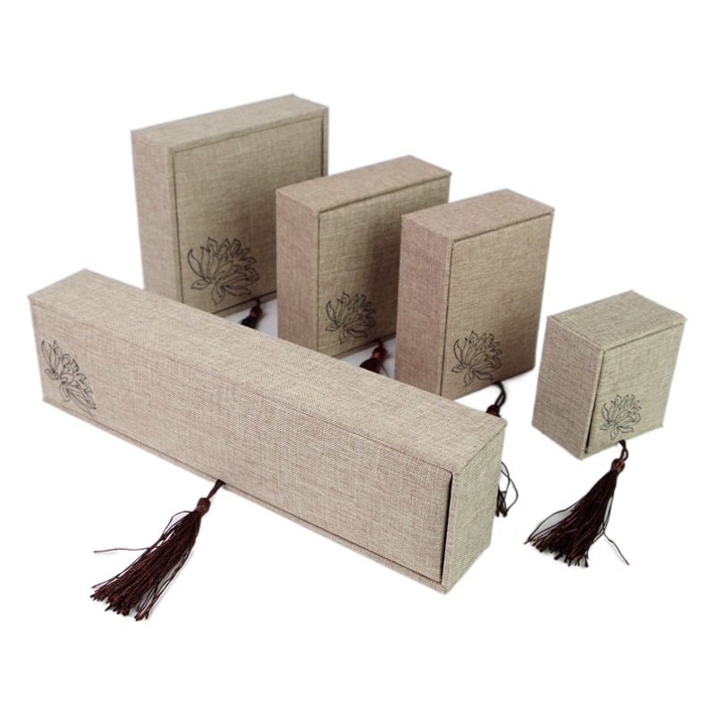 Ancient poetry jewelry box wood linen tassel beads 2.0 box jade bracelet bracelet bracelet packaging box