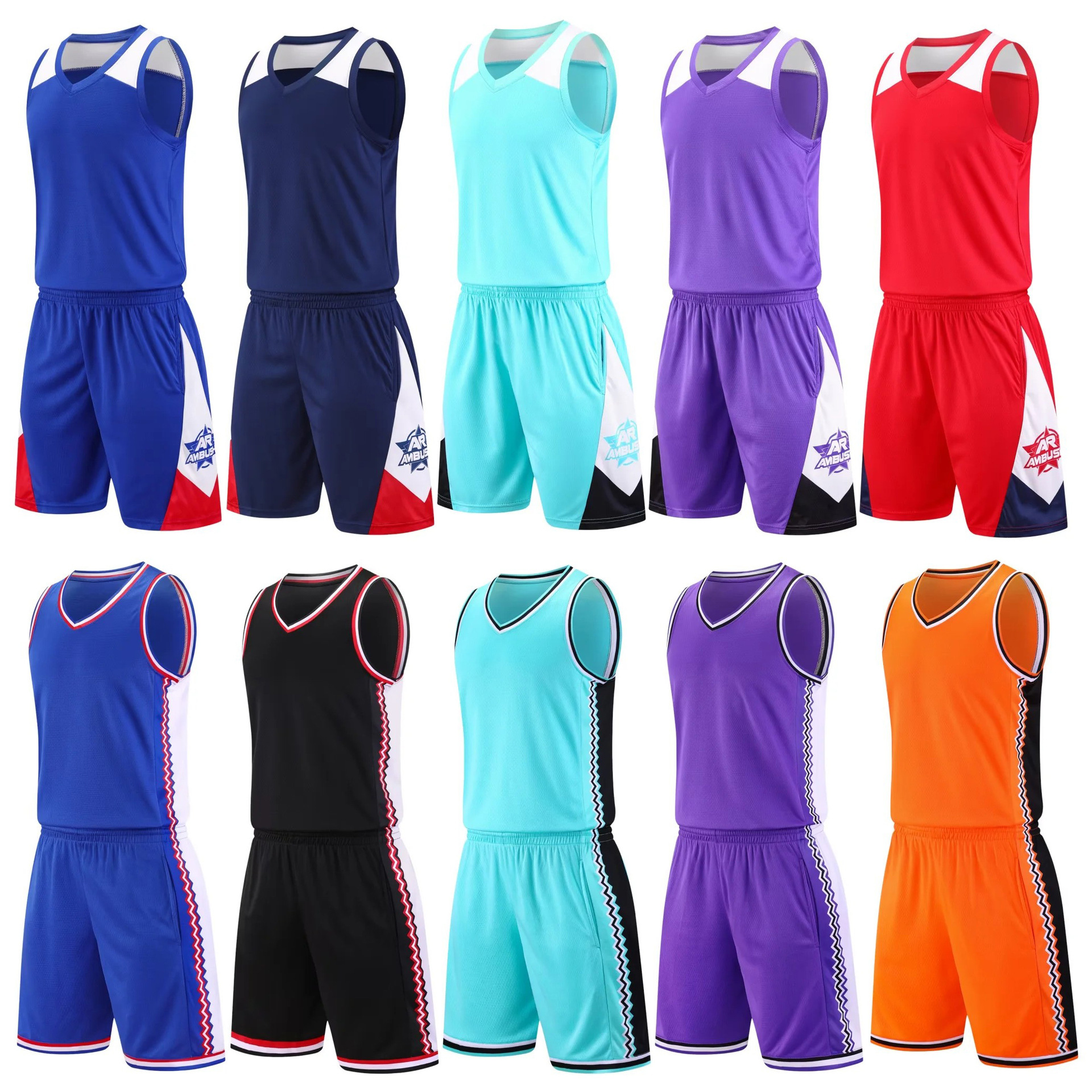 Wholesale Basketball Uniforms with Double Side Pockets, Basketball Uniforms, Men's Training Uniforms, Group Purchase Printed Numbers, Adult and Children's Suits, Jerseys