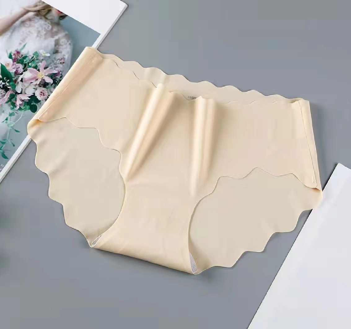 Picture of One-Piece Ice Silk Seamless Mid-Waist Underwear for Women, Wavy Butt Lift, Tummy Control, Pure Desire, Sexy and Cute Triangle Shorts