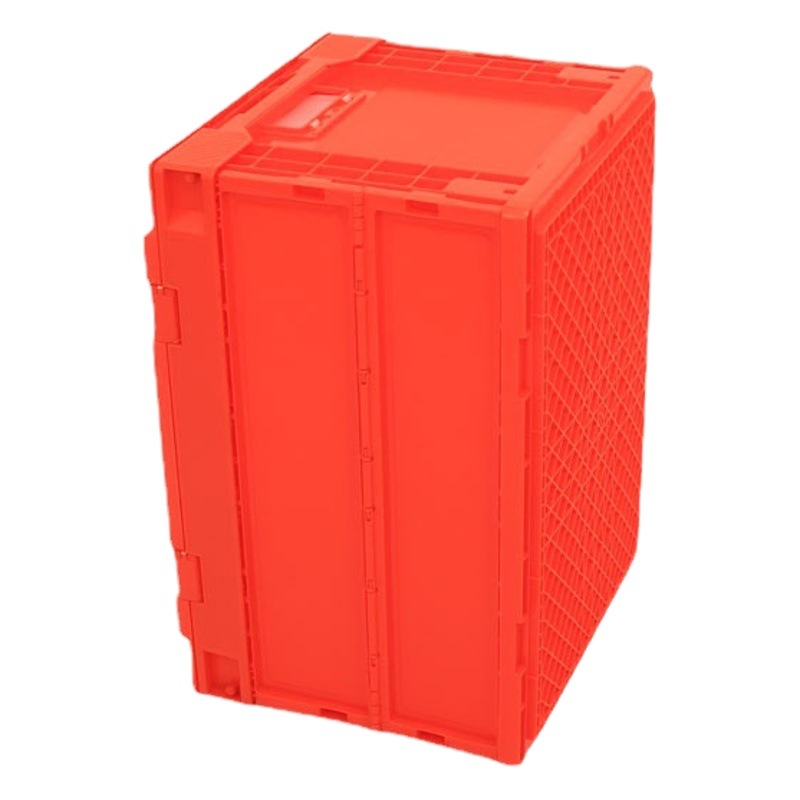 530-340 Foldable Plastic Turnover Box Orange Plastic Folding Box Outdoor Household Storage Storage Finishing Box