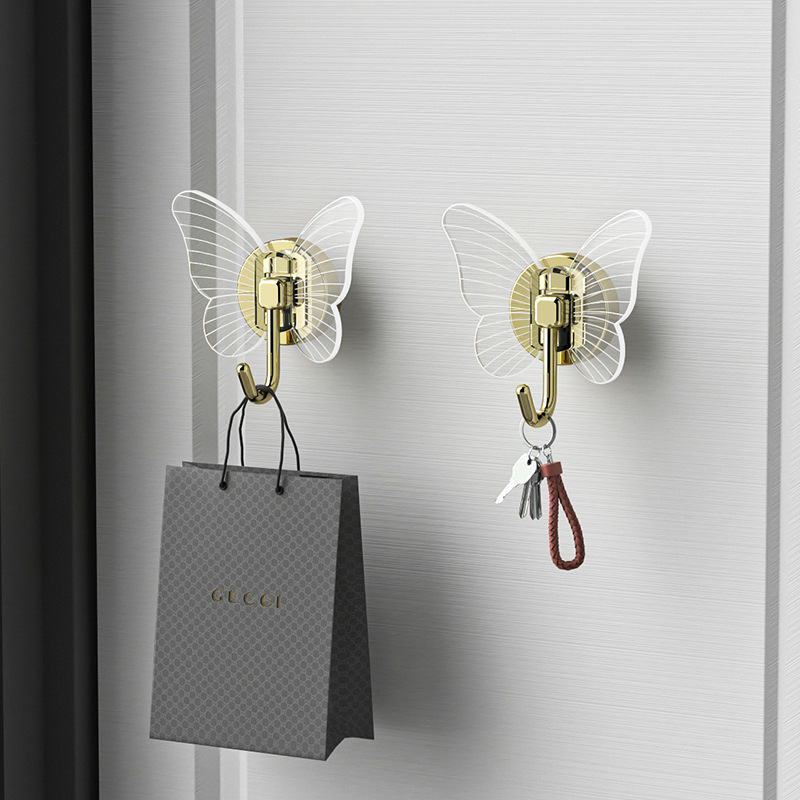 Creative light luxury butterfly Hook bathroom punch-free wall hook seamless clothes hook entrance entrance entrance strong sticky hook wholesale