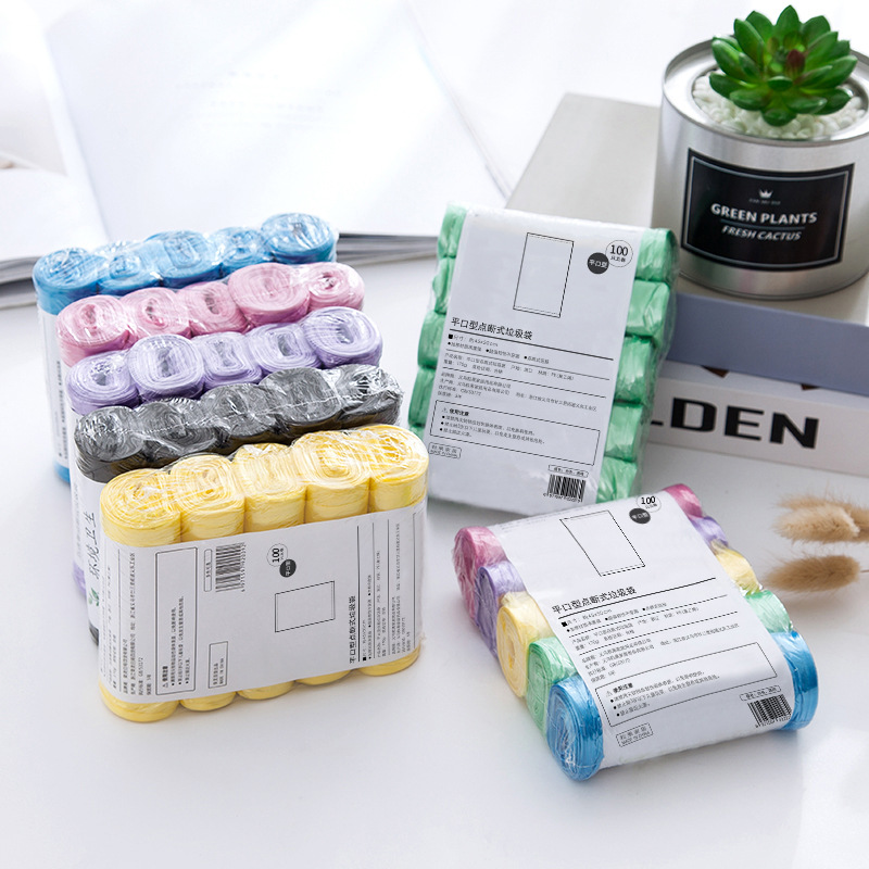 Picture of 1919 Reinforced Garbage Bag New Material Color Kitchen Bathroom Household Point Break Plastic Bag 5 Rolls 100 Pack