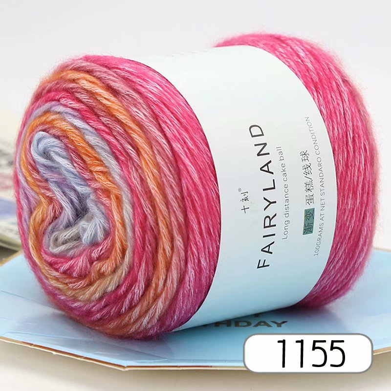 Picture of Cake wool segment dyeing gradient baby children's wool cotton rainbow thread handmade knitting shawl scarf sweater special offer