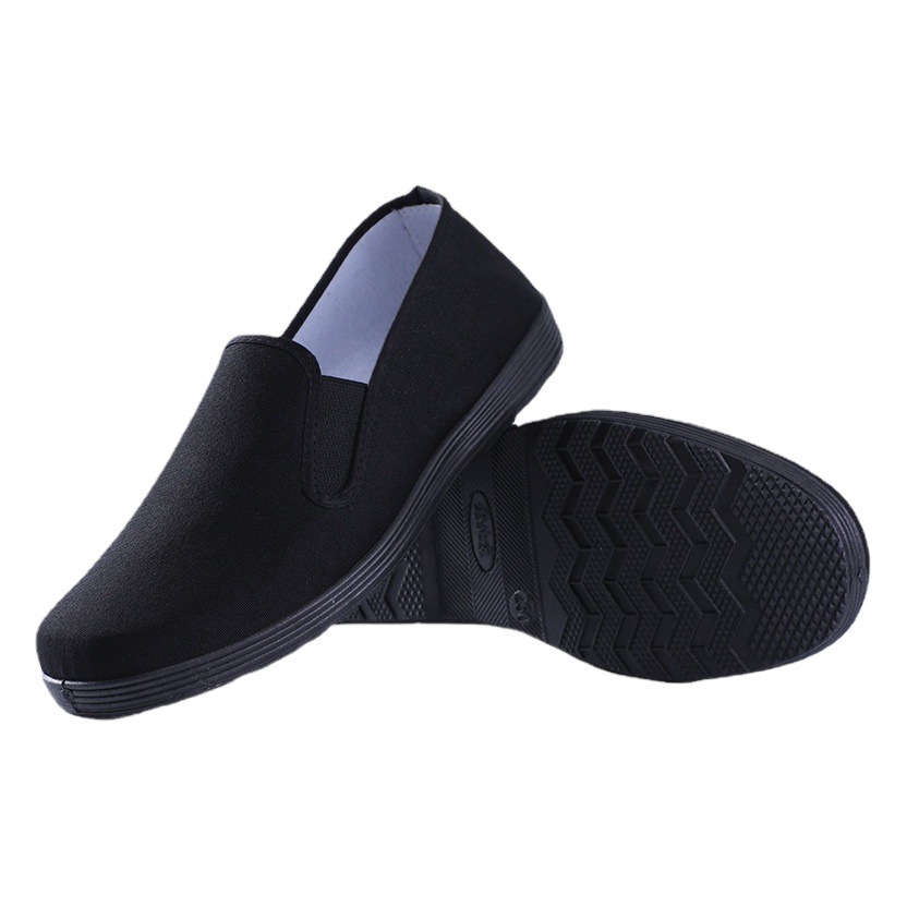 Old Beijing Cloth Shoes Men's Breathable Work Shoes All Black Slip-on Imitation Lasher Cloth Lazy Canvas Shoes Women
