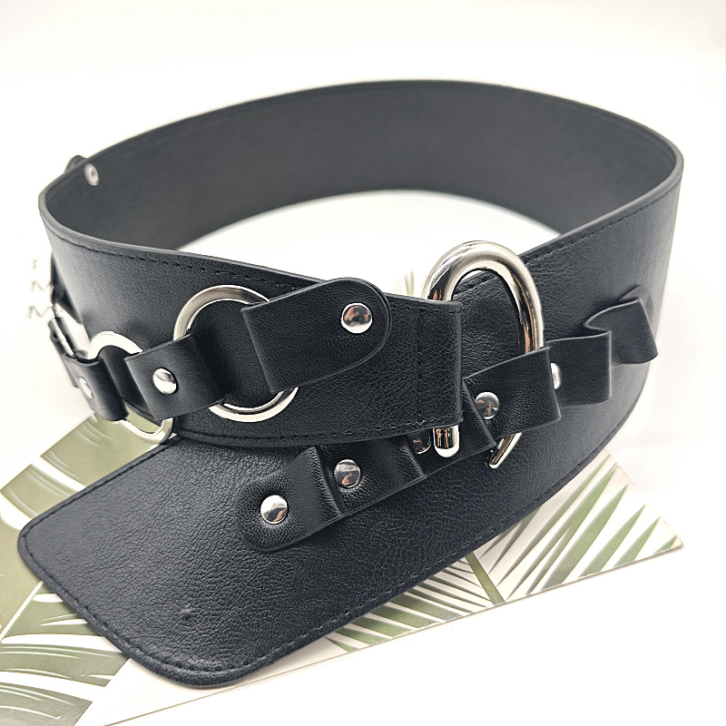 Vintage American-Style Spicy Girl Waist Belt Black Buckle Coat Belt Women Versatile Skirt Decorative Sweater Fashion Versatile