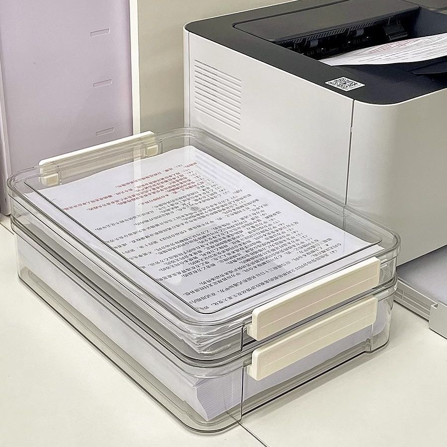 Picture of Paper storage and organizing artifact large capacity transparent plastic household registration book junior high school graduation certificate a4 file storage box