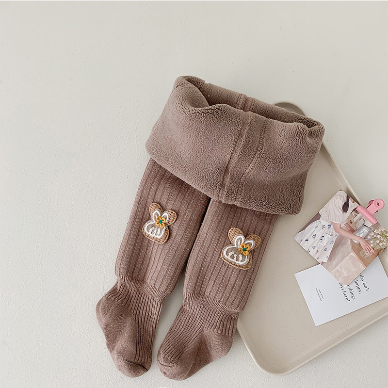 Picture of Children's pantyhose plus velvet padded autumn and winter new small flower bow pantyhose female baby warm bottomings wholesale