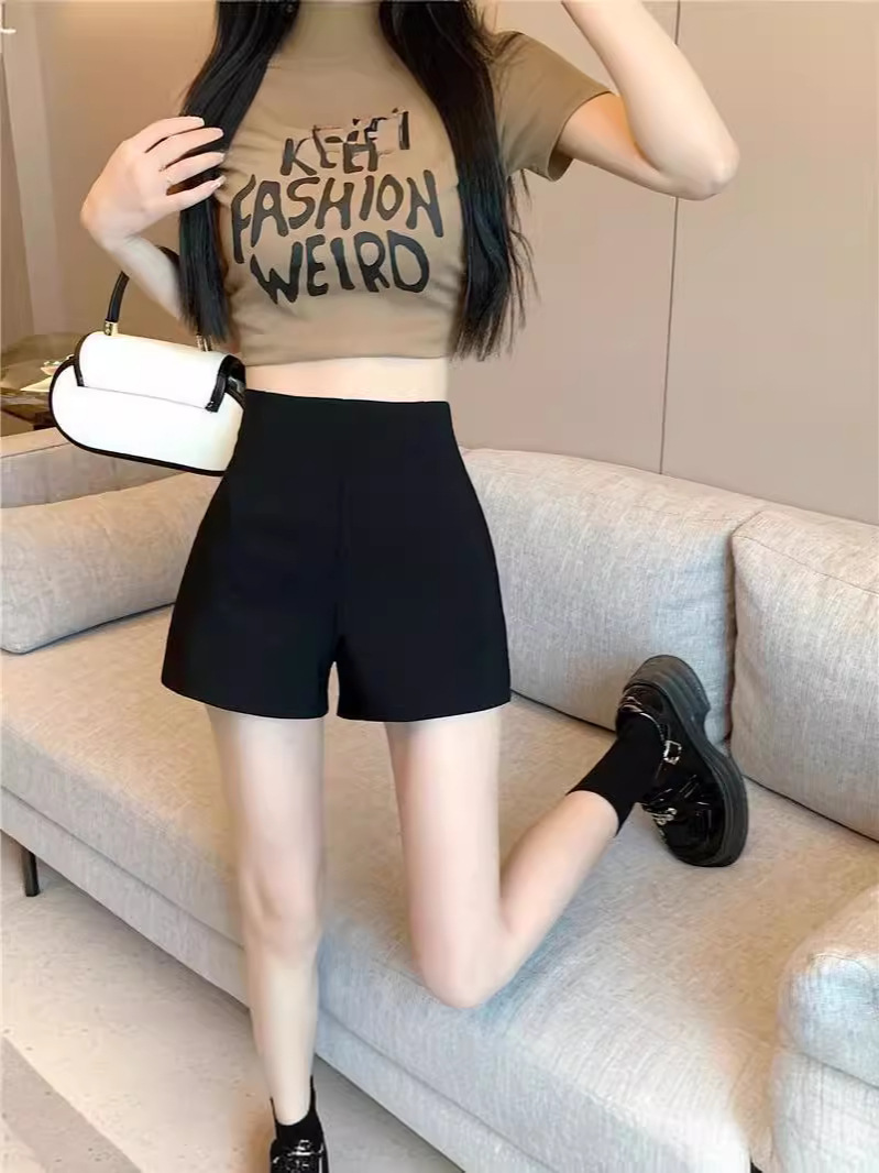 Black Tight Shorts Women's Summer 2024 New Underwear Missing Casual Spice Girls Outer Wear Korean-style Slimming Hot Pants