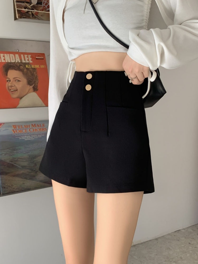Shorts Women's Summer Outer Wear 2024 New High Waist Black Slimming Fashion All-match A- line Pants Boots Casual Pants