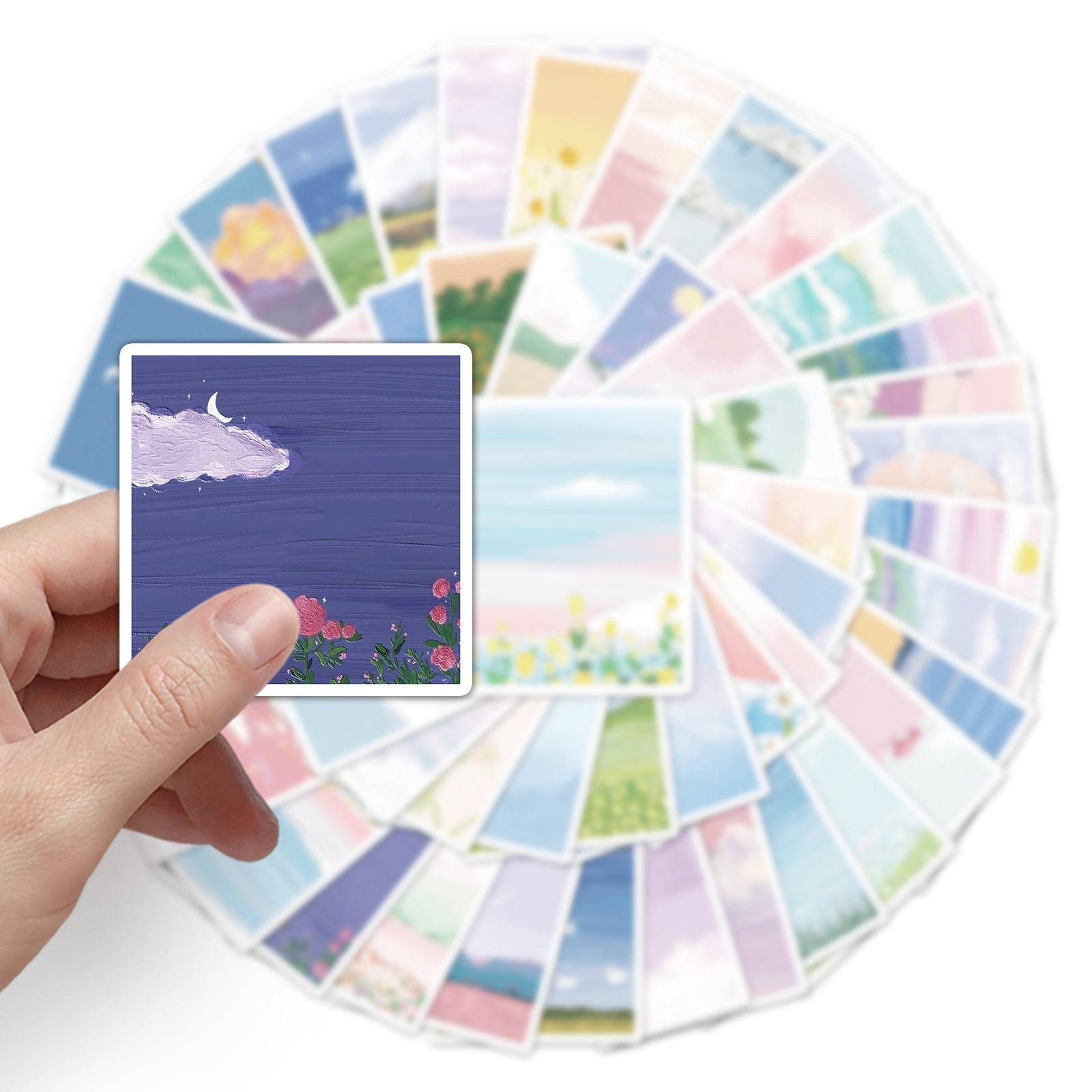 Picture of 50 pieces of landscape oil painting graffiti personality ins wind small fresh DIY scooter hand book mobile phone luggage sticker