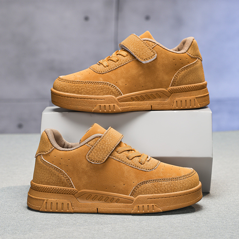 Boys' Leather Sneakers 2025 Autumn Girls' Elementary School Campus Lightweight Fashionable Casual Sports Shoes Trendy