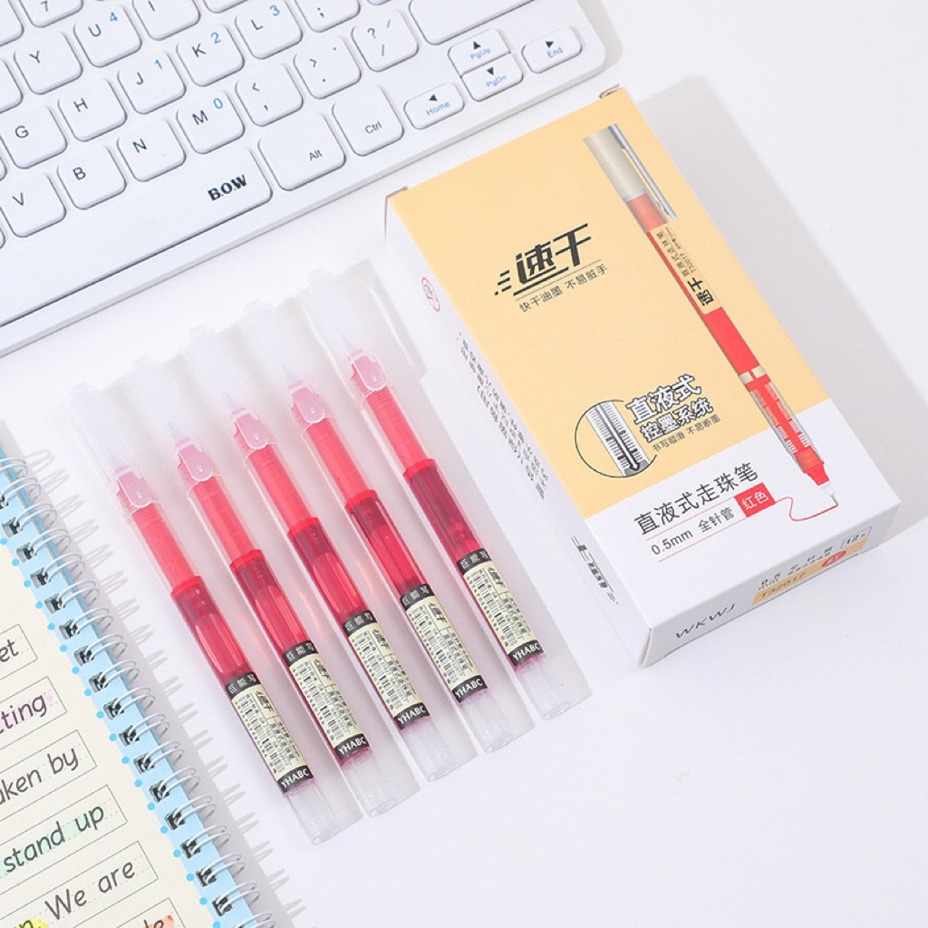 Picture of Straight Liquid Quick-Drying Ball Pen Gel Pen Black Pen Signature Pen Student Water Pen Stationery Needle Pen Wholesale Carbon Pen