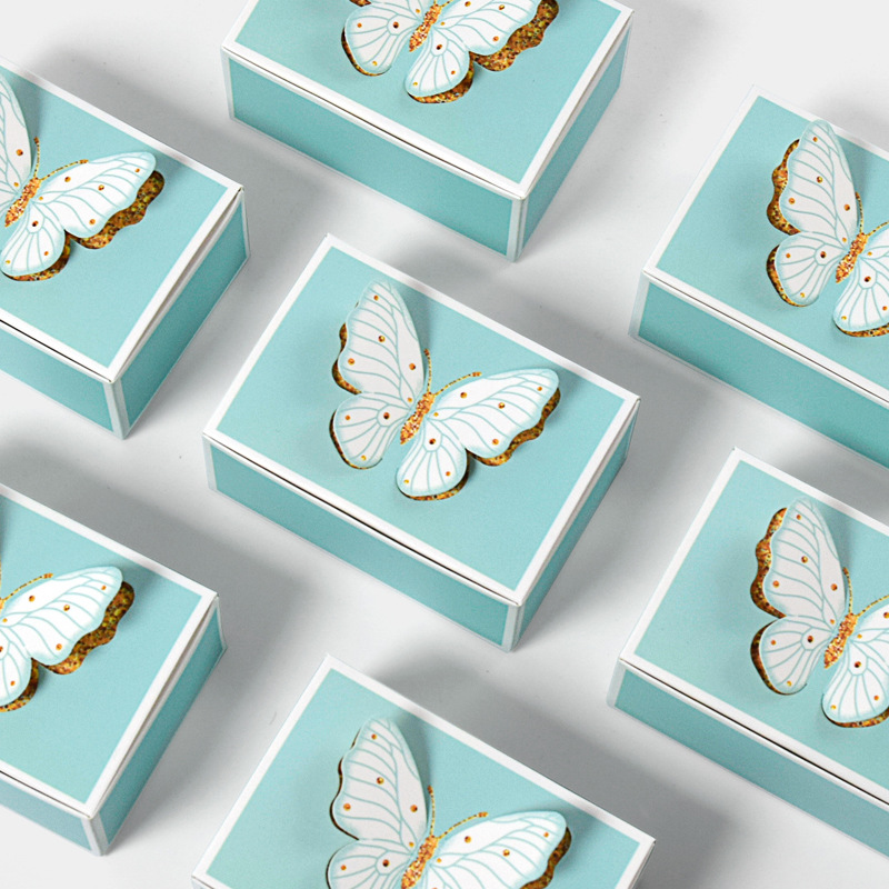 Creative Romantic Stereo Butterfly Candy Box Ready-Made Foldableing Clear Green New Square Gift Small Color Box 10 Pieces/Pack