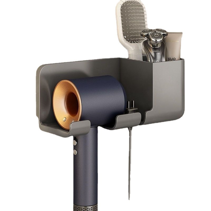 Picture of Hair Dryer Storage Rack Bathroom Bathroom Punch-Free Hair Dryer Holder Multi-Functional Wall-Mounted Hair Dryer Rack