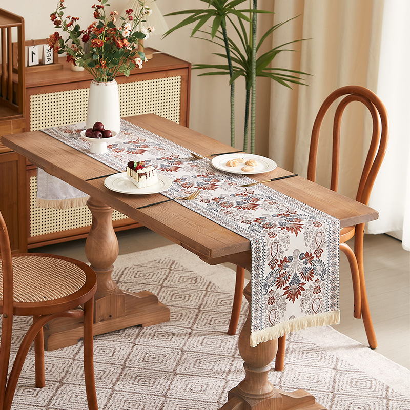 New Chinese Classical Printing Table Flag Decorative Classical Painting Table Flag Color Table Towel Household Table Tea Table Wholesale