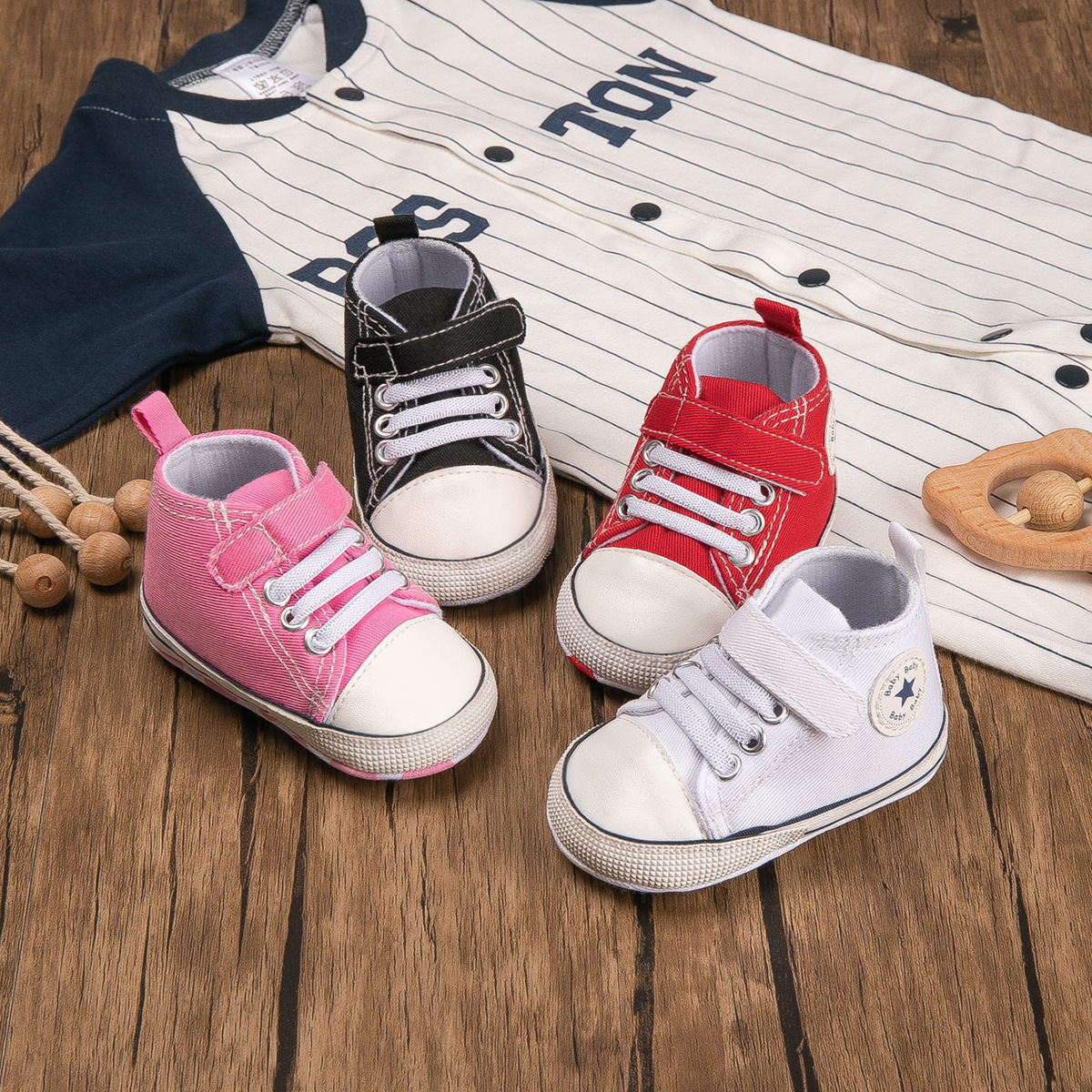 Picture of Foreign trade explosions classic high-top baby canvas shoes toddler shoes soft bottom with baby shoes