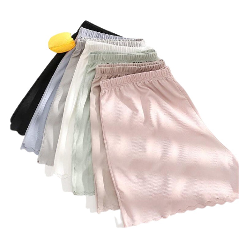 Loose Ice Silk Safety Pants Women's Large Size Anti-running Light Outwearing Spring and Summer Thin Base Shorts High Waist Safety Pants