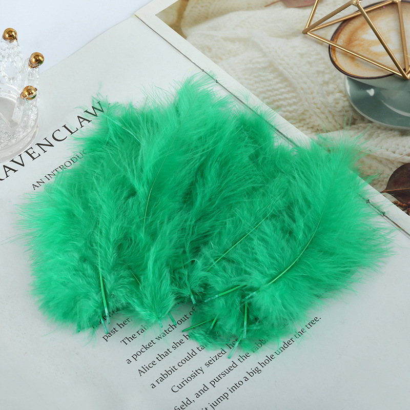Picture of Feather decoration color turkey feather pointed tail velvet dream catcher net material wave ball gift box filler shooting props