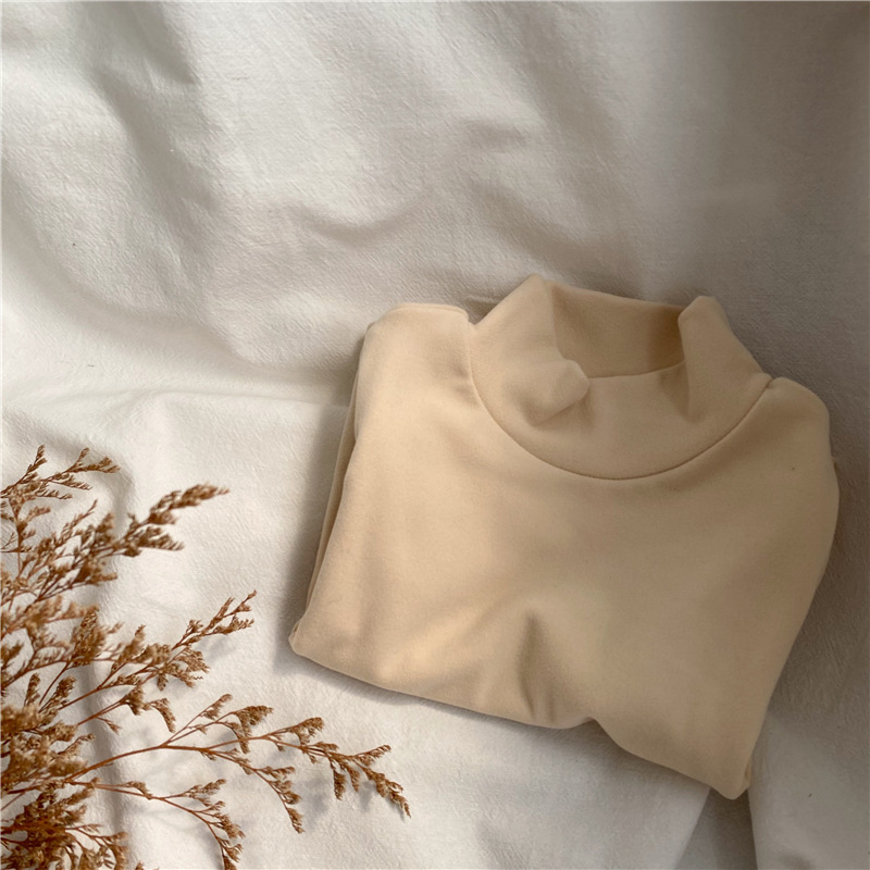 Picture of GL-kids Korean Autumn and Winter New Children's Half-High Collar Long-Sleeved Base Shirt for Boys and Girls Solid Color Thickened Top