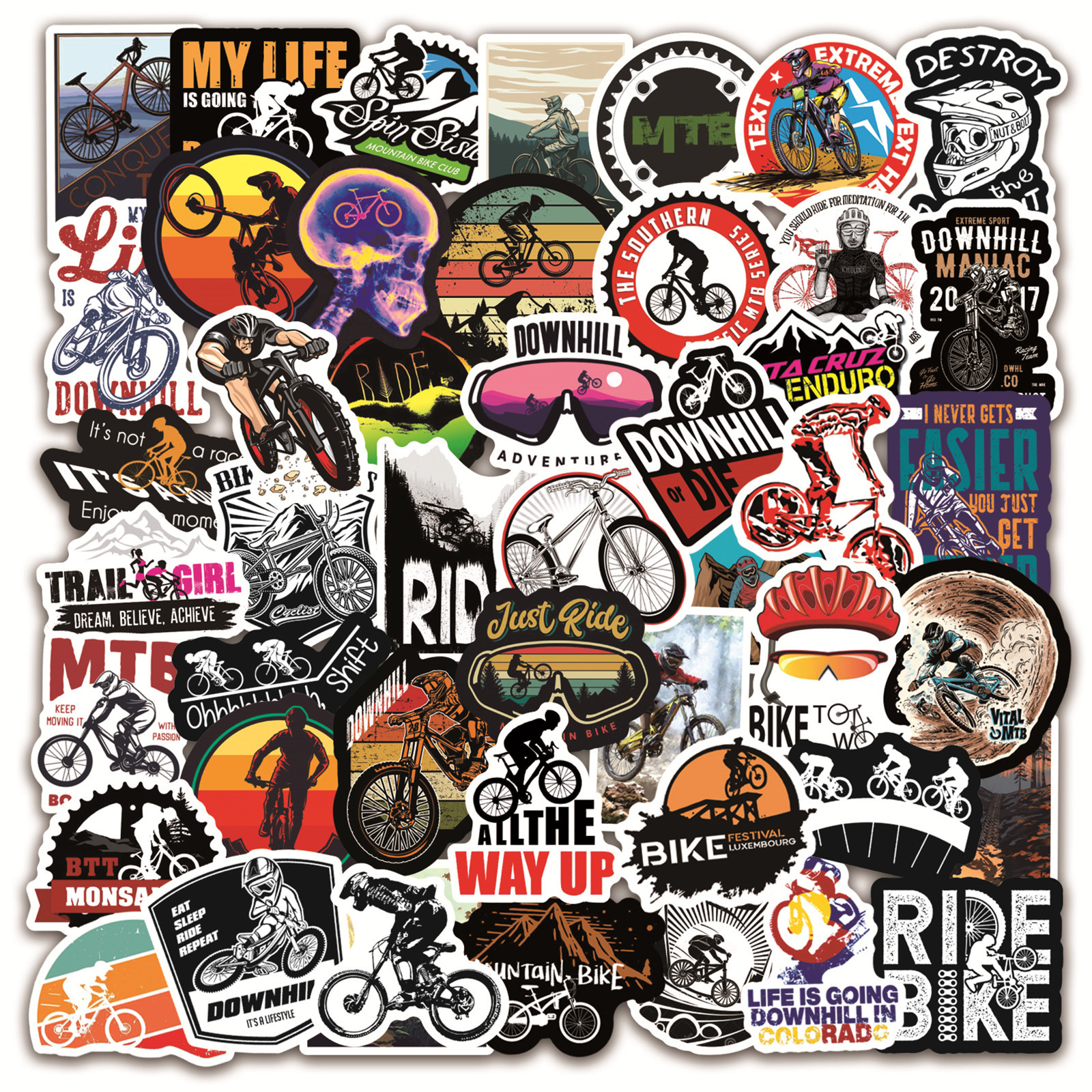 50 sheets mountain bike outdoor graffiti stickers motorcycle skateboard kettle luggage helmet waterproof stickers