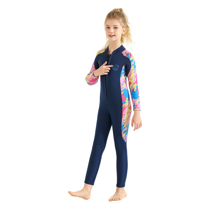 2.5mm Children's Diving Suit Long-sleeved One-piece Cold-proof Warm Sun-proof Boys' and Girls' Surf Suit Jellyfish Suit Winter Swimsuit