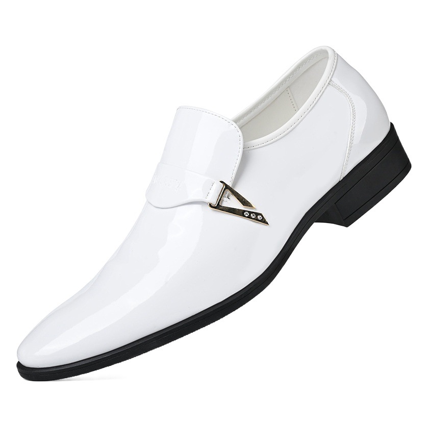 2023 autumn new men's business formal leather shoes men's British pointed toe slip-on shoes White casual shoes 5755