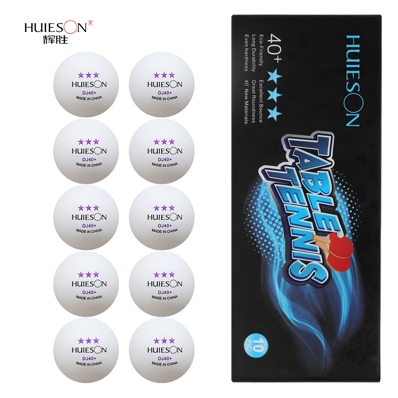 Picture of Huisheng game DJ40 + table tennis boxed ball 10 PCs three yellow white new material ABS seam ball
