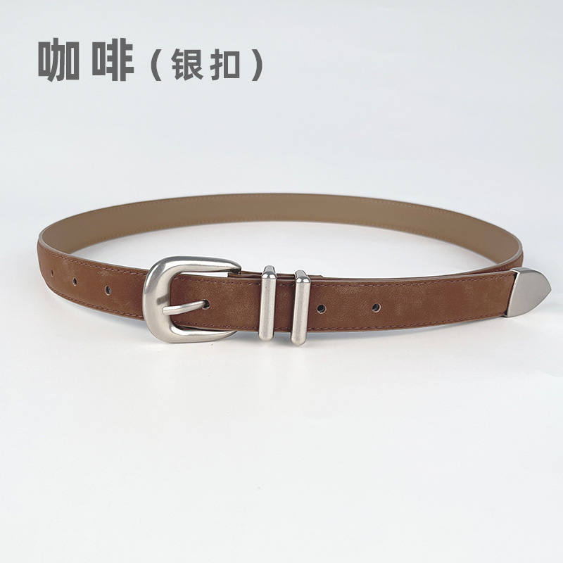 Picture of Cowhide Women's Leather Belt Decorative Casual Pants Jeans Frosted Snowflake Korean Style Vintage Fashion Women's Belt