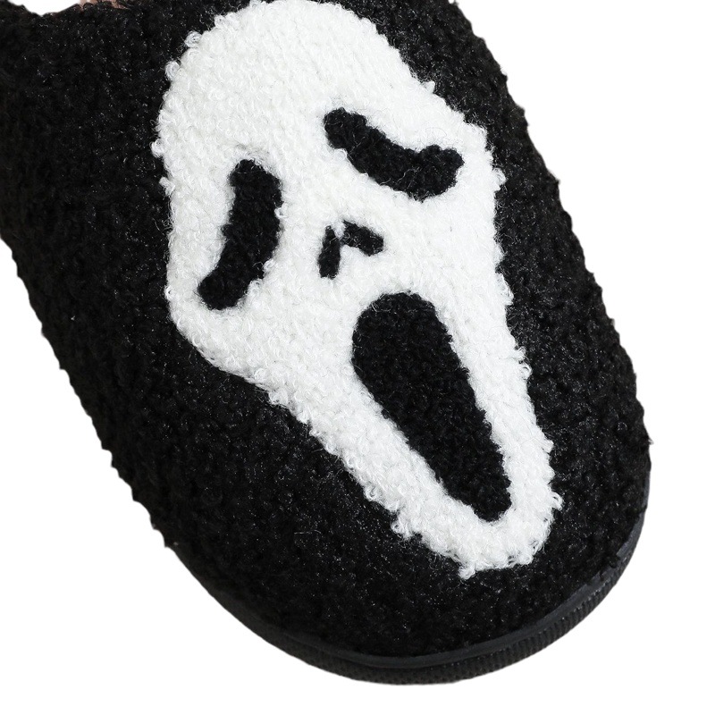 Halloween new cross-border cotton slippers men's and women's home winter skull screaming cotton slippers smiley face large size shoes wholesale