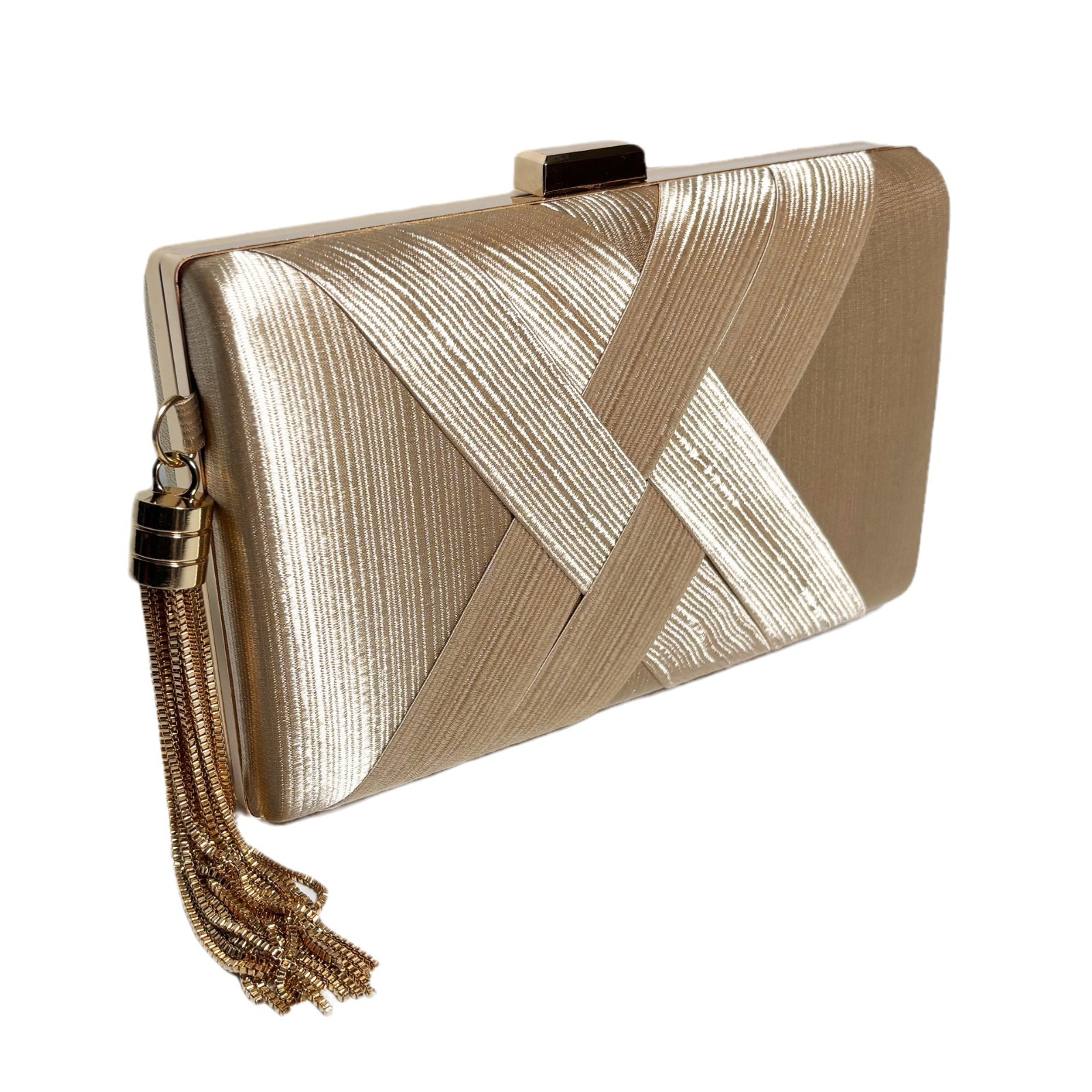 Picture of Foreign Trade Cross-border Silky Satin Cloth Woven Tassel Dinner Hand-held Women's Bag Chain Banquet Hand-held Shoulder Women's Bag