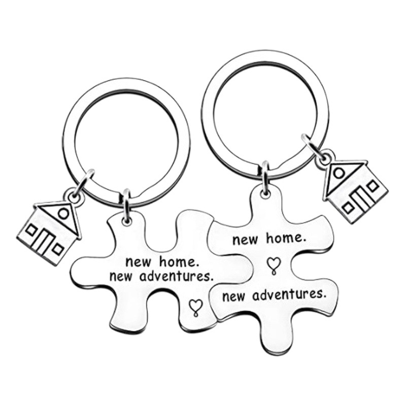 New home new adventures New home Housewarming Property Gift Stainless Steel Puzzle Keychain