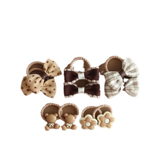 Picture of A152 factory wholesale children's cute headdress hair accessories baby mini bow thumb rubber band suit 1 set