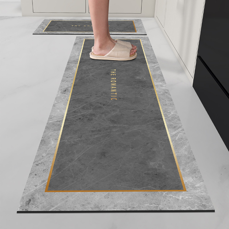 Soft Diatom Mud Absorbent Foot Mat Kitchen Floor Mat Non-Slip Oil-Resistant and Non-Washable Household Doorway Dirt-Resistant Long Carpet
