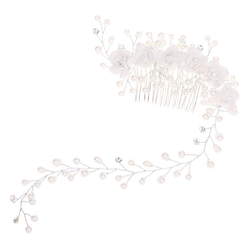 Fashion bridal hair accessories Korean-style soft pottery flower pearl hair comb cross-border AliExpress best selling comb accessories wholesale
