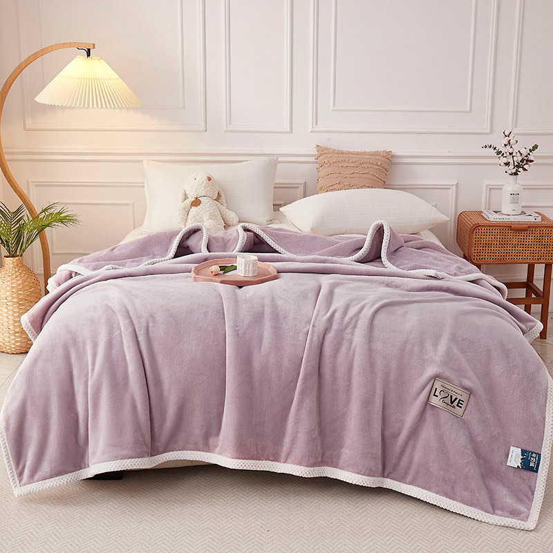 Picture of Quality Inspection Solid Color Milk Fleece Blanket Ferret Blanket Warm Thickened Winter Gift Bed Sheet Small Quilt Knee Blanket