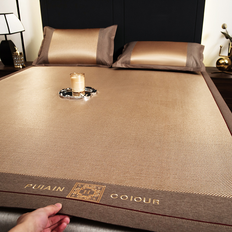 Class A Ice Rattan Mat Summer Ice Silk Mat Three-piece Set Summer Soft Mat Bed Hat Dormitory Student Single