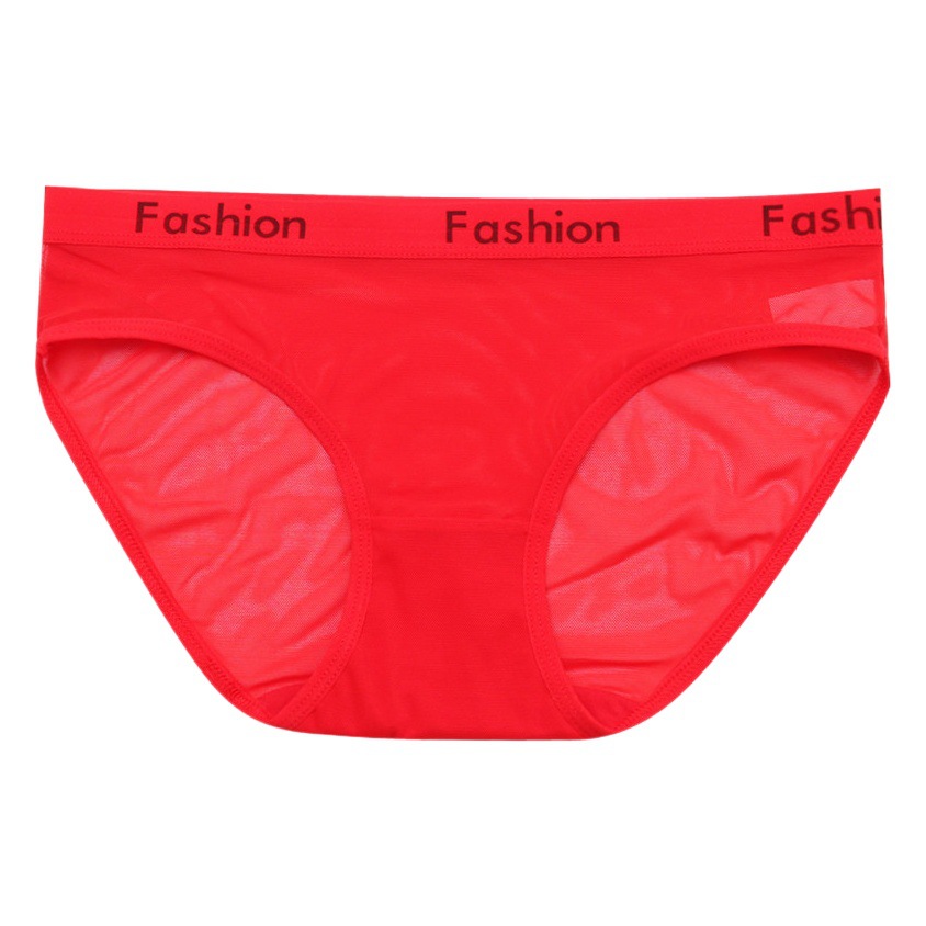 Fashion Letter Printed Sexy Women's Underwear Low Waist Mesh Transparent Temptation Large Size Japanese Women's Briefs
