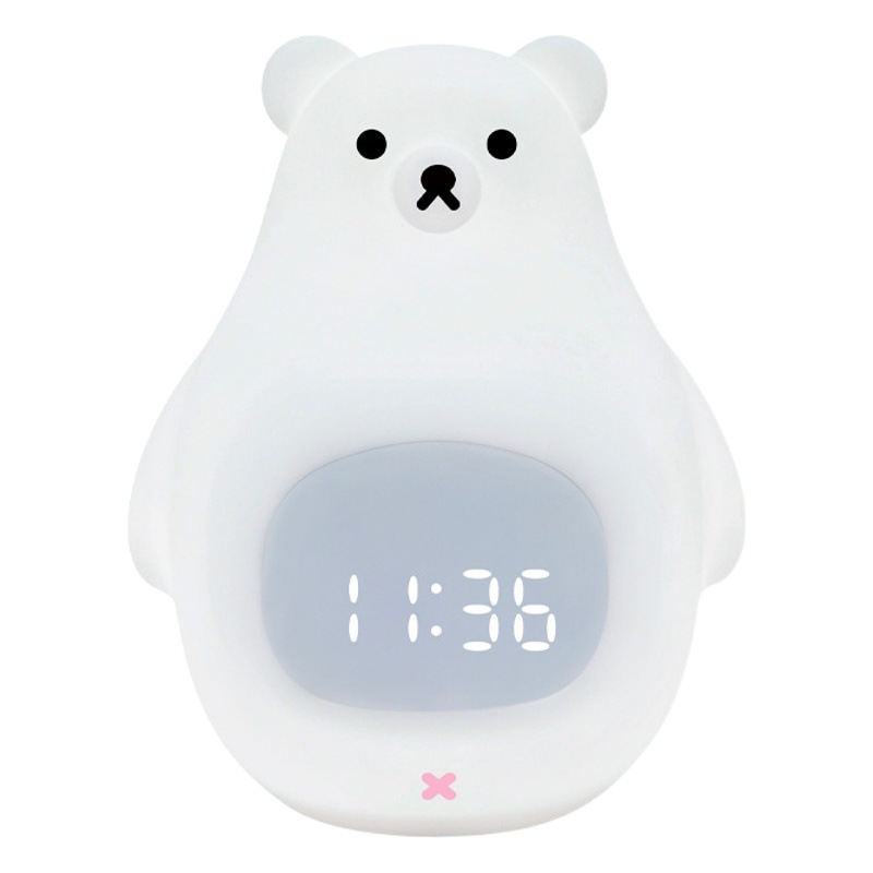 Big White Bear Alarm Clock Children's Creative Gift Bedroom Night Light Cartoon Silicone Remote Control USB Charging Creative Night Light