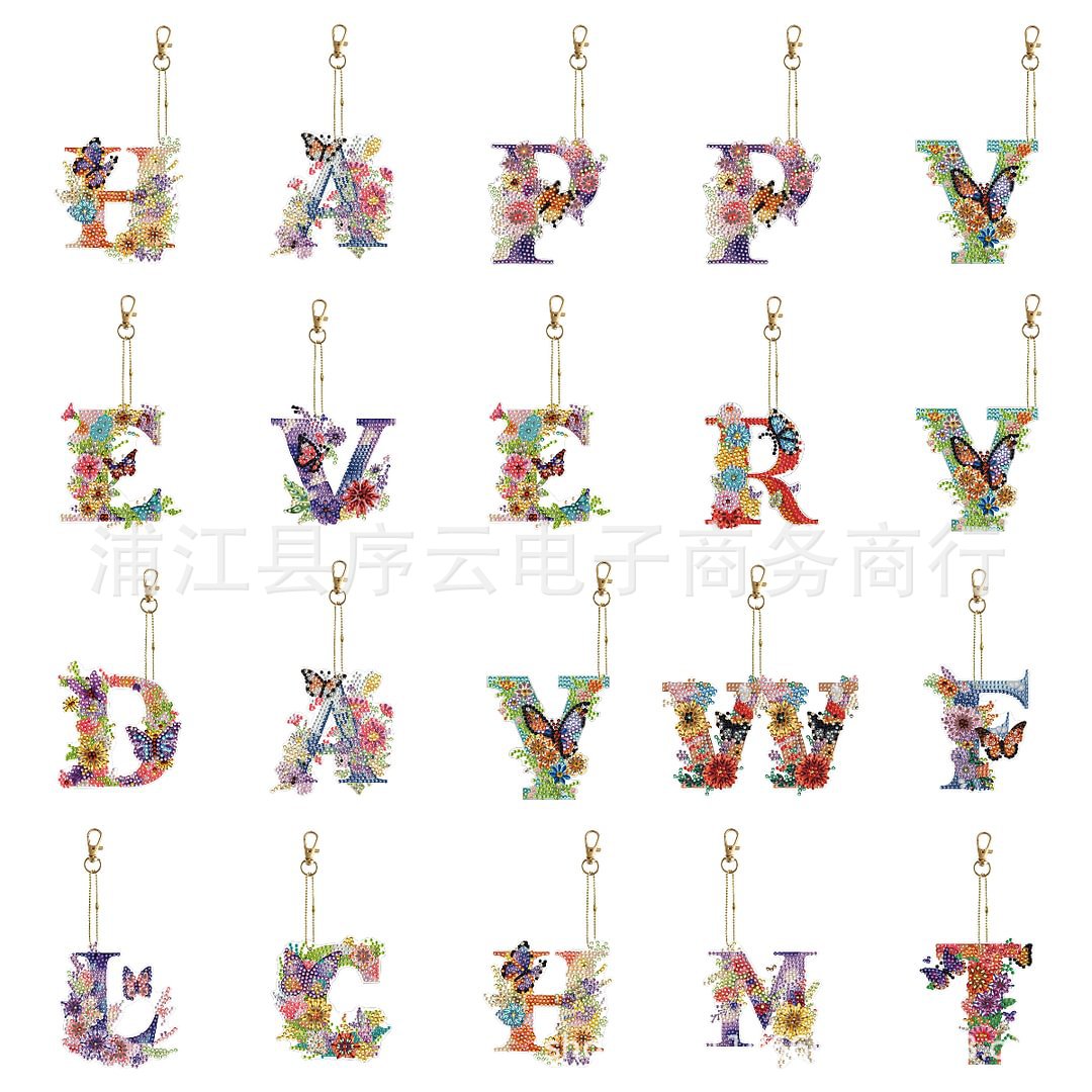 DIY diamond painting key chain 26 English letters individual diamond bag individual packaging