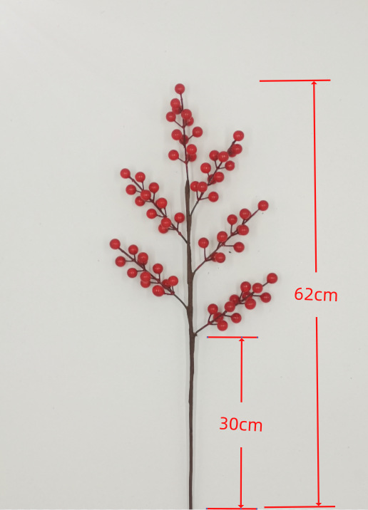 Picture of Factory wholesale multi-fork simulation red fruit fortune fruit Holly fruit Spring Festival decoration simulation flower blessing bucket accessories red fruit