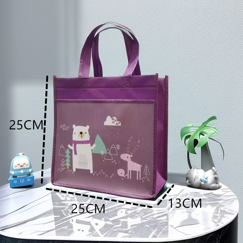 Cartoon Small Non-woven Bag Inventory Handbag with Zipper Bag Printed logo Thickened Environmental Bag Shopping Bag Portable