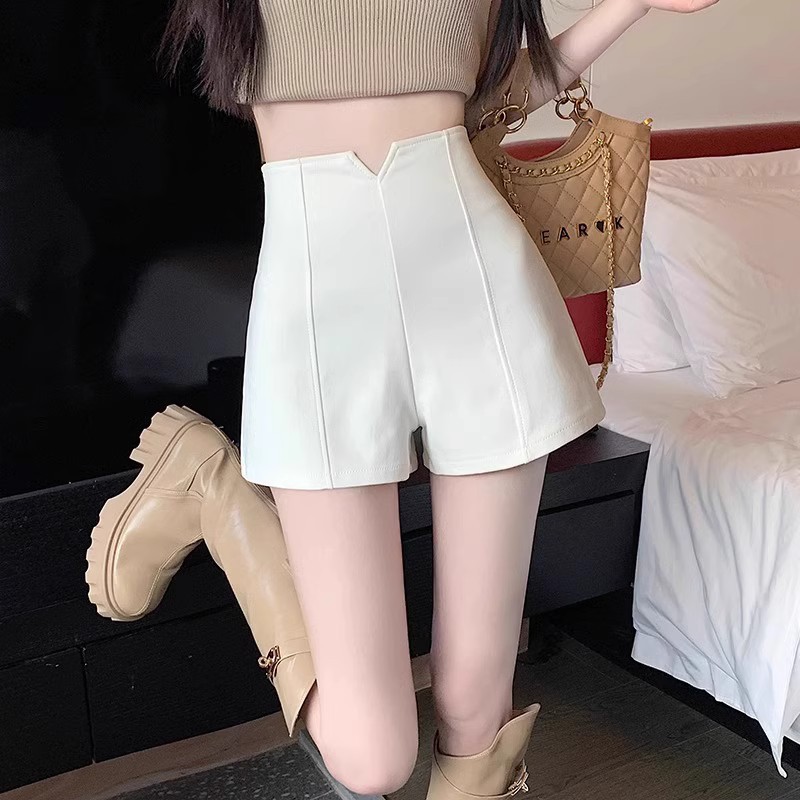 2023 New Autumn and Winter Korean Style Stretch A- line Wide Leg Shorts Women's High Waist Casual Pants Spice Girls Slim Outer Wear Boots Pants