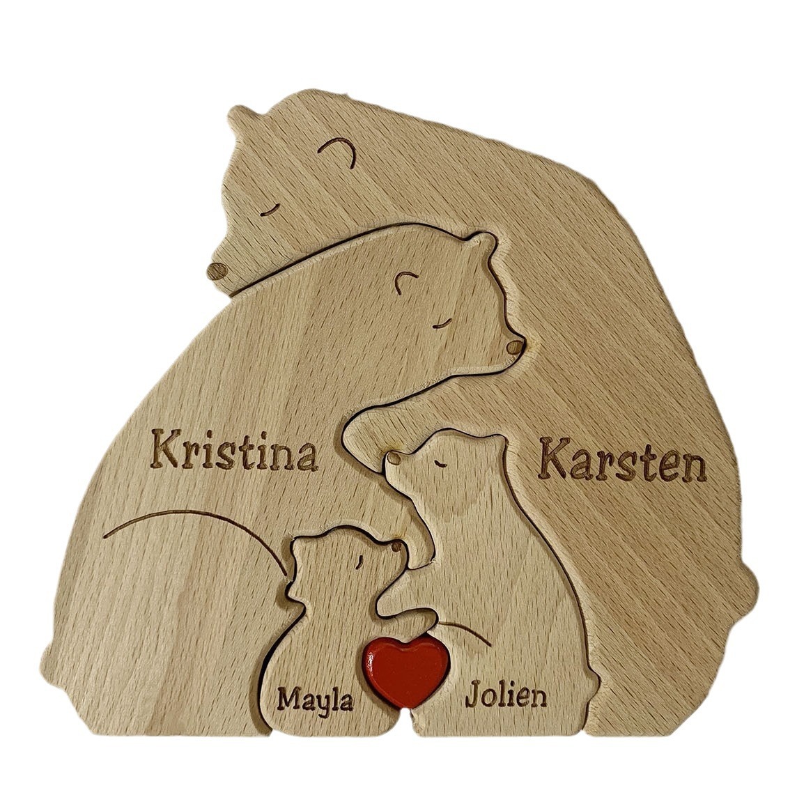 Picture of Cross-border Explosions Wooden Puzzle Family Bear Ornaments Mother and Son suit Hugging Bear Solid Wood Ornaments Engraving logo