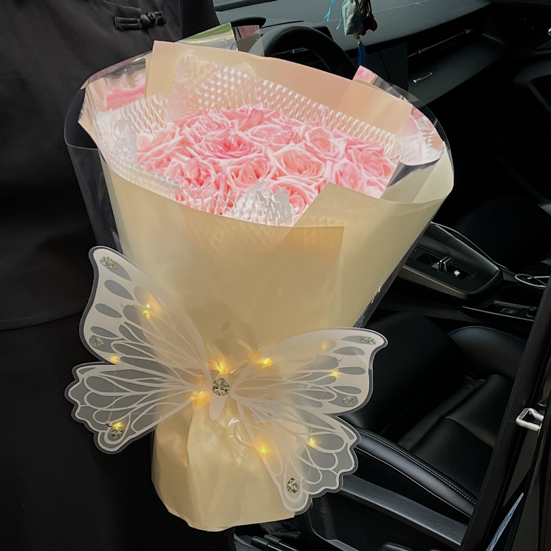 Picture of Mother's Day Bow Flower Bundle Ribbon Stereo Luminous Bow Dancing Flower Packaging Material