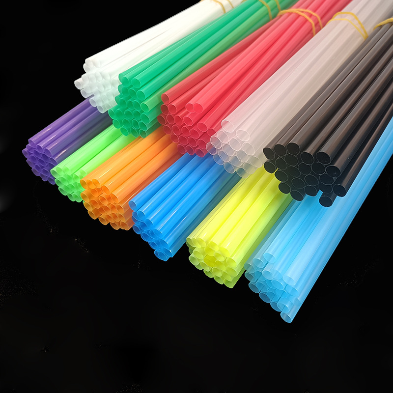Cross-border disposable plastic straw 6 * 260mm straight pipe PP children's handmade diy material cocktail decoration 12 colors