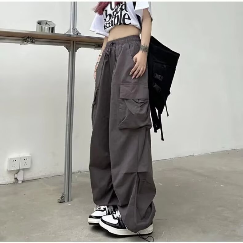 Picture of American Style Spicy Girl Cargo Pants Casual Pants Women Spring Summer Drape Slimming Straight Wide-Leg Pants Floor-Length Long Pants Trendy Wholesale