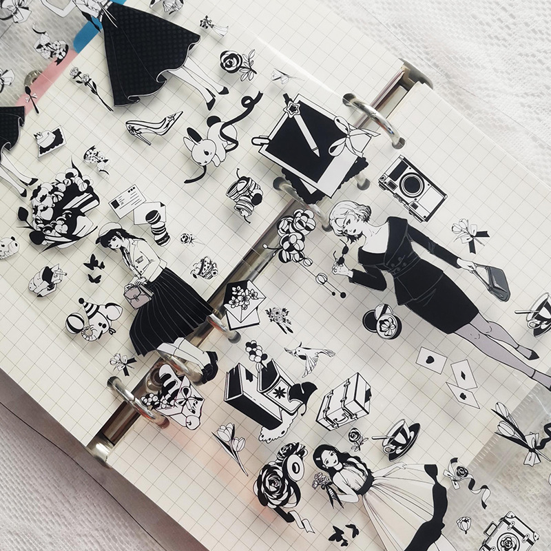 Cross-border New Explosions Style Light Luxury Hand Account Retro Character Material Decoration PET Hand Account Tape Collage and Paper