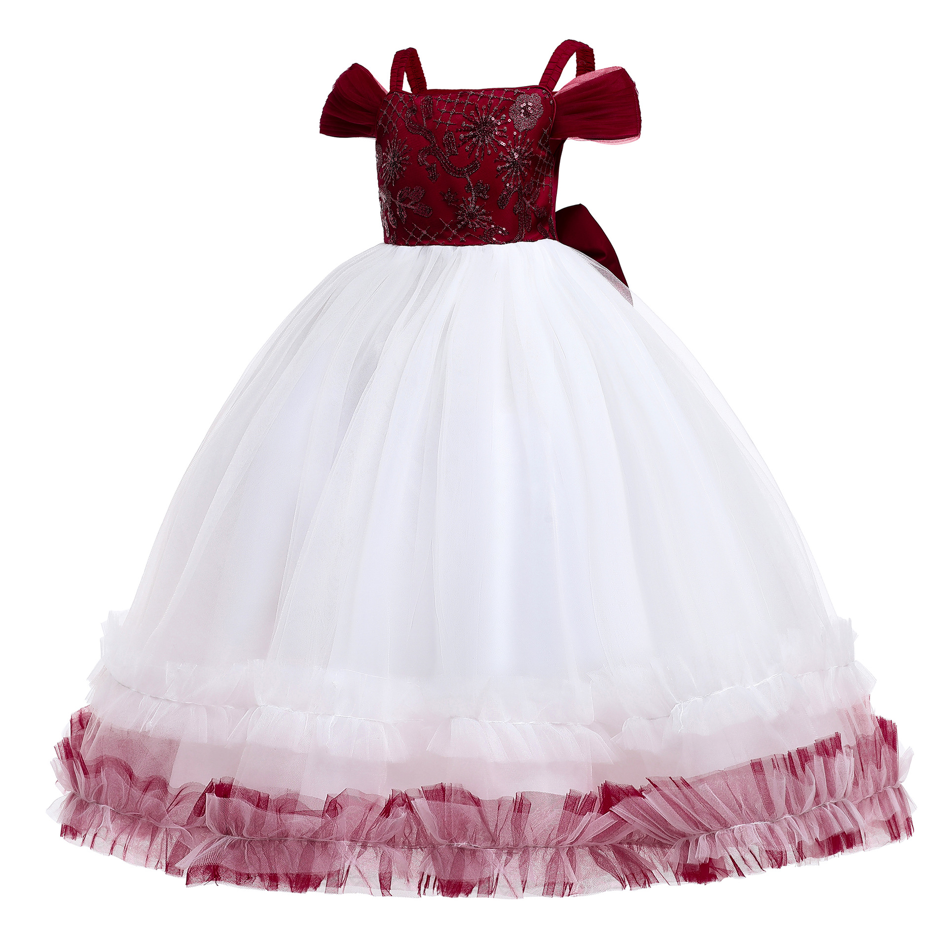 Picture of 2025 New Children's Dress Long One Shoulder Princess Dress Large Children's Side Embroidery Long Dress Stage Performance Dress