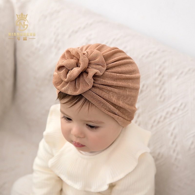 Cross-border direct supply of European and American hat 2024 new diy handmade rose children's Indian hat ice silk baby turban
