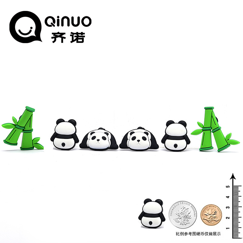 New bamboo panda cartoon hole shoes shoe flower shoe buckle decorative buckle DIY accessories hole shoes PVC shoe decoration Cross